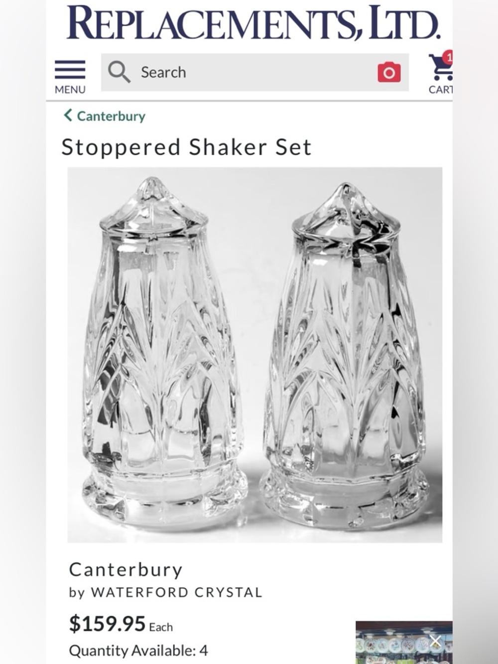Crystal Cut Waterford Marquis Salt and Pepper Shakers - Picture 2 of 4